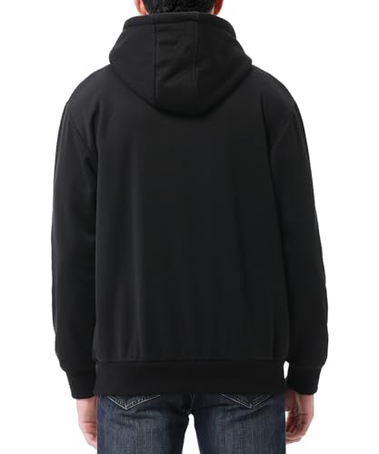 Men's Fleece-Lined Hoodie Sweatshirt with Zipper & Kangaroo Pocket