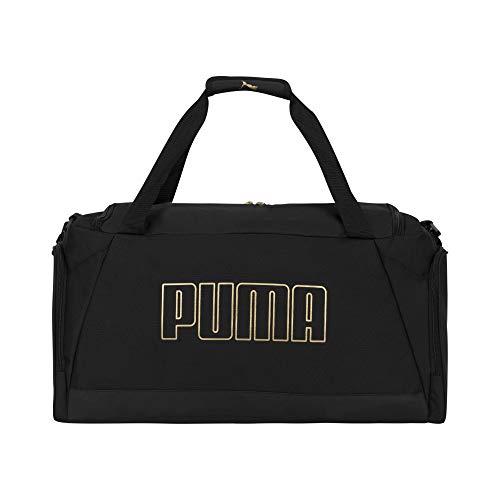PUMA Accelerator Duffel Bag with Removable Strap & Shoe Pocket - Black/Gold