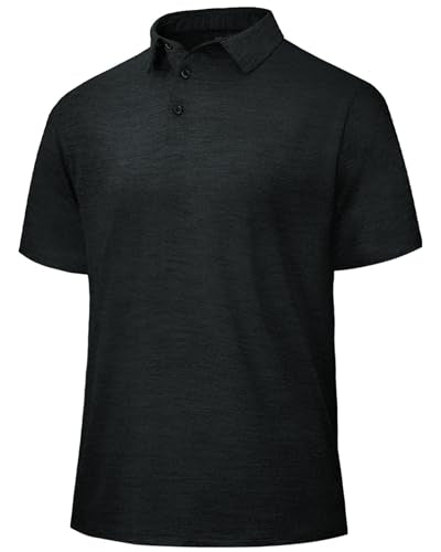 Men's Quick Dry Golf Polo Shirt - Black, X-Large