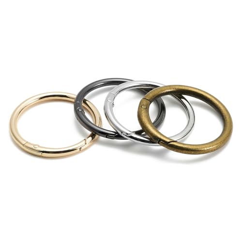 Round Spring O-Ring Carabiner Clips - 1-Inch Gold Metal Keychain Rings