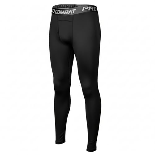 Boys Compression Pants - Youth Athletic Leggings for Sports - Black, Medium