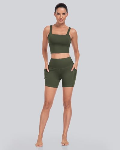 High Waisted Tummy Control Biker Shorts with Pockets - 6 Pack