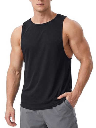 Men's Sleeveless Quick Dry Gym Tank Top - Black, X-Large