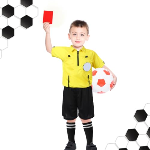 Kids Soccer Referee Costume Set - 11 Pcs Age 8-10