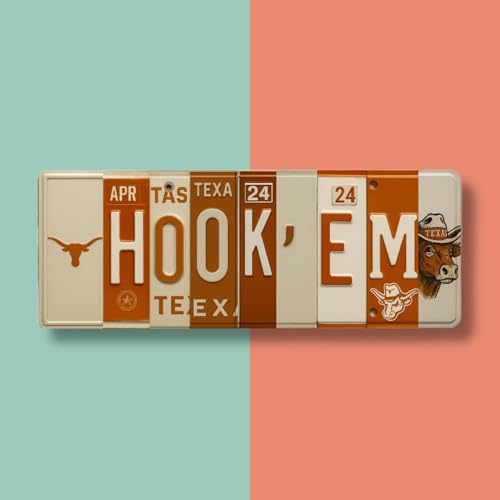 Texas Longhorns Hook Em Horns License Plate Wall Sign - 16x6 Inch Aluminum