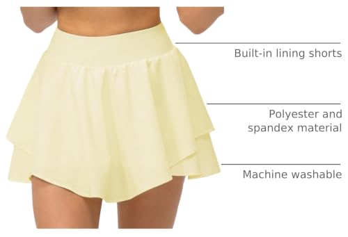 Pleated Tennis Skirt with Shorts & Pockets - Light Cream, Small