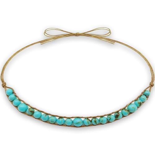 Hat Band for Cowboy Cowgirl Turquoise Beaded Replaceable Belt for Panama Fedora - Little turquoise