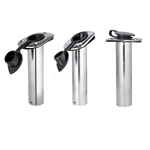 Amagogo 30° Boat Fishing Rod Holder with Shock-Absorbing Sleeve, Black Plastic, 19.5cm Height