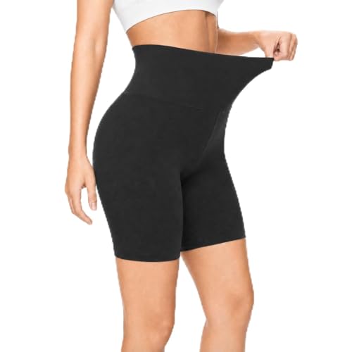 High Waisted Biker Shorts for Women - 5" Soft Black Spandex