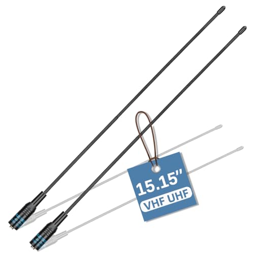 Dual Band VHF/UHF Ham Radio Antenna - 15.15 Inch SMA-Female Soft Whip - 2 Pack