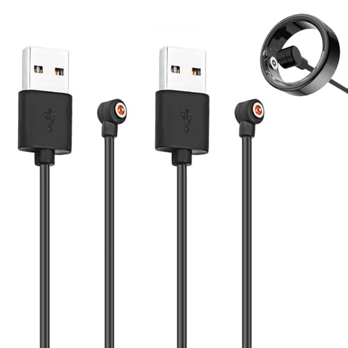 Smart Ring Charger Cable - 2-Pack Magnetic Charging Cables - Black