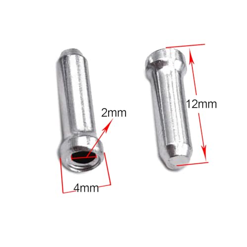 Bike Cable End Caps - 100PCS Silver Alloy Brake & Shift Crimp Tips
