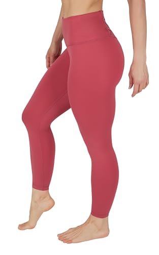 High Waist Ankle Legging - Squat Proof Criss Cross V-Back - Small / Earth Red
