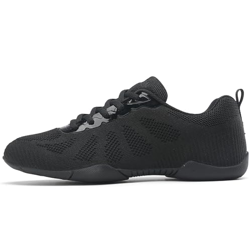 CheeryEase Girls Cheer Shoes 3.5 Big Kid Non-Slip Arch Support Black White