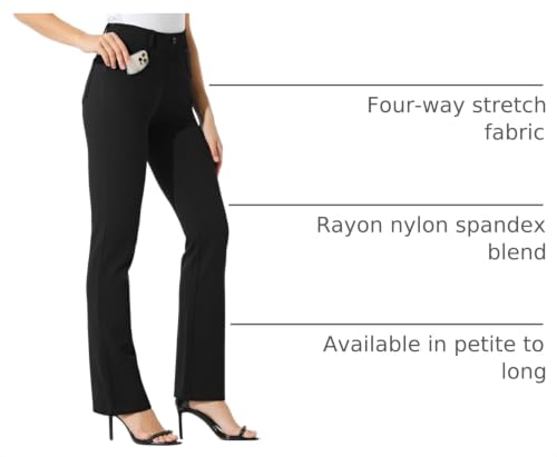 Willit Women’s Yoga Dress Pants Bootcut 28in (Med/Petite) Black