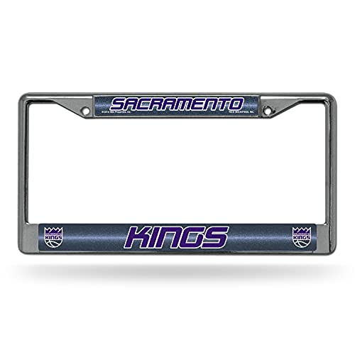 Chrome License Plate Frame with Glitter Accent - Sacramento Kings