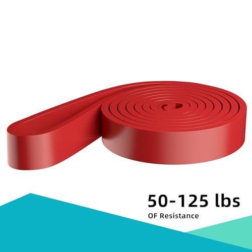 WSAKOUE Red Resistance Band Set for Pull-Ups – 5 Levels, Natural Latex Exercise Bands