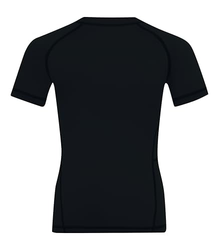 Runceptual Youth Boys Short Sleeve Compression Athletic Base Layer Shirt - Medium Black