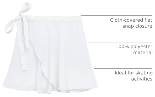 Girls Ballet Wrap Skirt - Pull-on Dance Skirt for Toddlers - White, X-Large