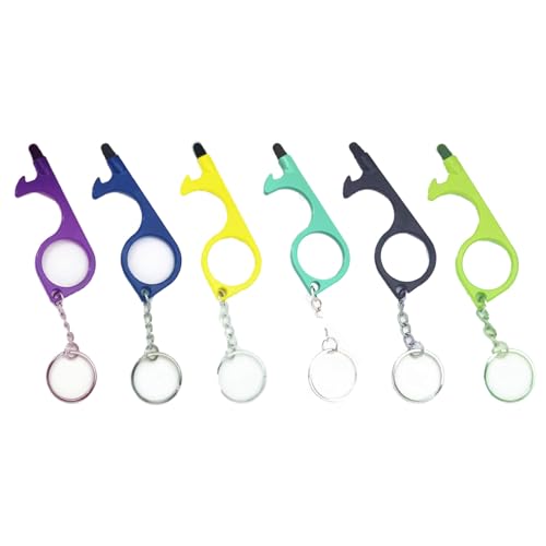 No Touch Door Opener Tool - 6 Pack Keychain Multitool with Stylus & Bottle Opener