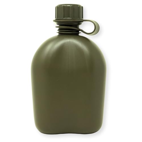 Military-Style 1 Qt. Rugged Plastic Canteen Water Bottle - Olive Drab