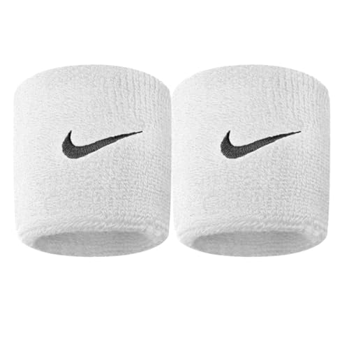 Moisture-Wicking Nike Premier Wristbands - White/Black (1 Pair, 2.5" Wide)