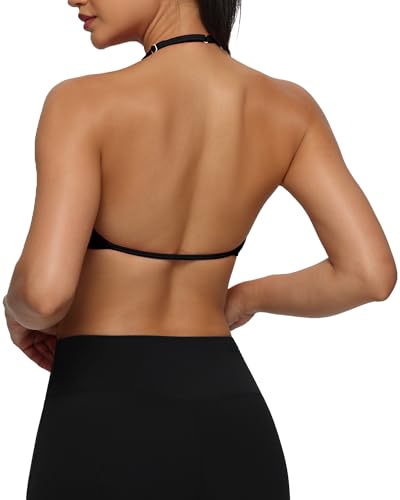 Strappy Sports Bra for Women Halter Bras Tops Adjustable