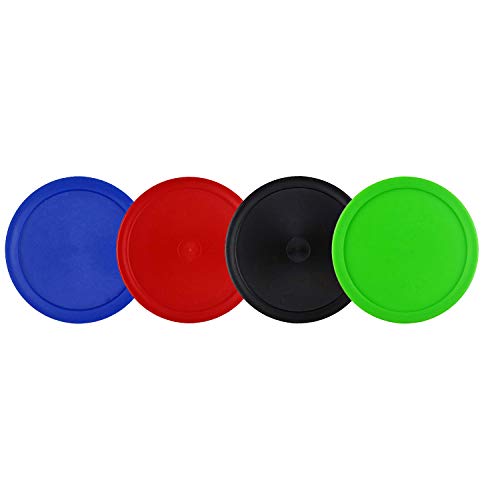 12 Pack Air Hockey Pucks - 2.5 Inch, 4 Colors Red, Blue, Green, Black