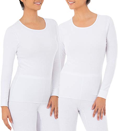 Women's Micro Waffle Thermal Underwear Tee - 2 Pack, Medium White