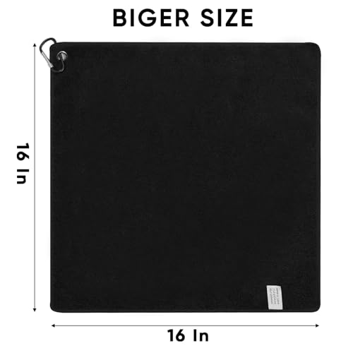 Beelvtifl 16x16in Fishing Towel 3-Pack with Carabiner Clip - Microfiber Quick-Dry, Grey/Blue/Black