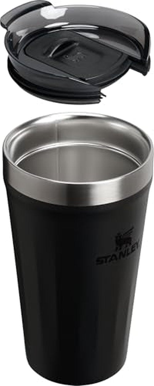 STANLEY Everyday Tumbler 16 oz | Press Fit Drink Through Lid | Beverage, Coffee, and Cocktail Cup | Insulated Stainless Steel Wine Glass | BPA-Free | Black 2.0
