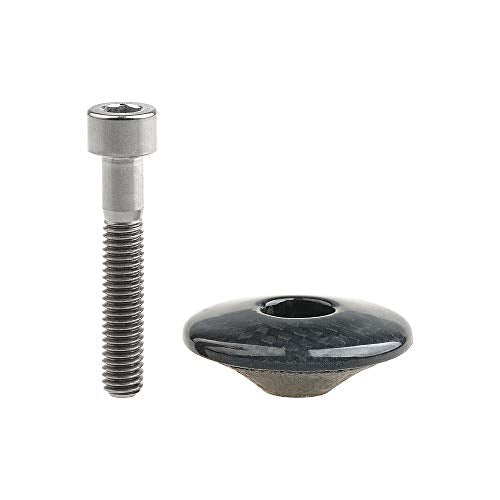 1 1/8" 3K Carbon Fiber Headset Top Cap with Titanium Bolt – Glossy Finish
