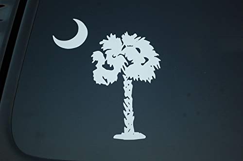 South Carolina Palm Beach Tree Decal Sticker - 4" x 3.25" White