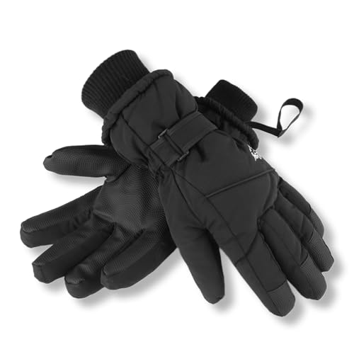 Waterproof Snow Gloves for Cold Weather - Black, Large