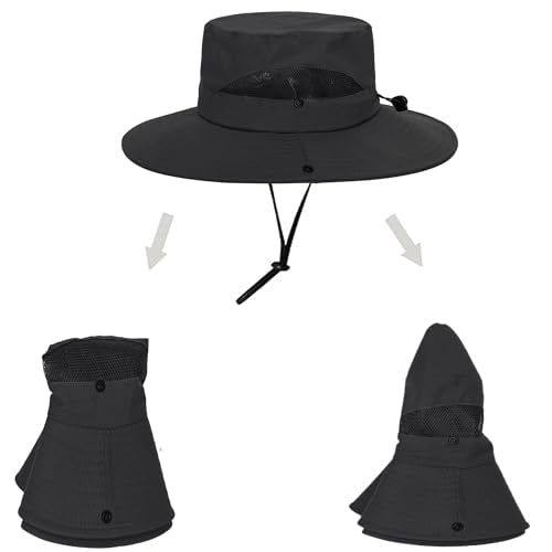 Kids Wide-Brim Sun Hat - UV Protection for Boys & Girls - Black