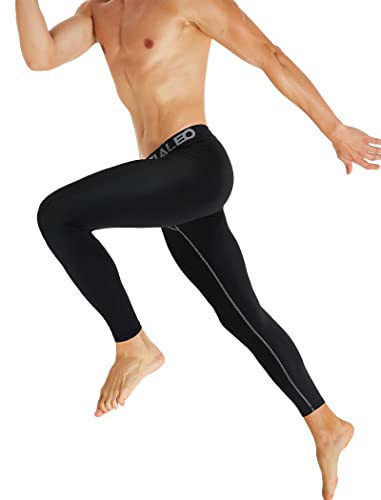 TELALEO Men's Compression Leggings Baselayer, 4 Pack Large Black