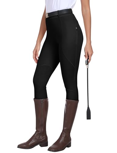 Women's Full Seat Silicone Knee-Patch Riding Pants - Black, Medium