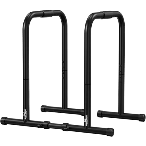Heavy Duty Dip Bars for Home Gym - Adjustable Height, Black