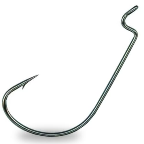 Reaction Tackle Heavy Cover Black Nickel Offset EWG Worm Hooks #2/0 25-Pack