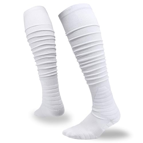 Extra Long Padded Soccer Socks for Men & Boys - Medium/White
