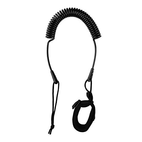10' Coiled SUP Leash - 5mm Black Surfboard Leg Rope Strap
