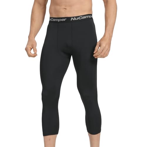Men's 3/4 Compression Running Pants - Quick Dry - Small/Black