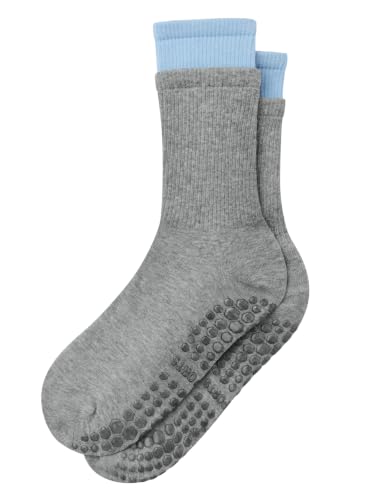 Women's Non-Slip Pilates Grip Socks - Mid Calf - Grey