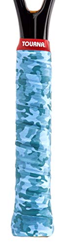 Tourna Soft Tac Neon Blue Camo Overgrip Pack of 3 - Tacky, Sweat-Absorbing Tennis & Sports Grip