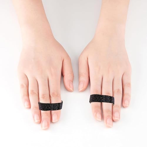 Finger Straps Buddy Tape 10 Pack - No Slip Padded Support for Injured Fingers - One Size / Black