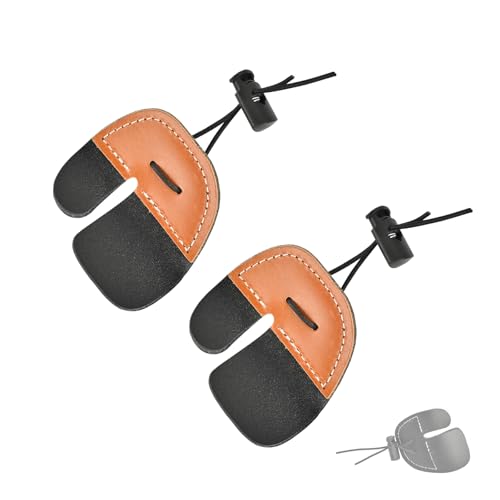Leather Archery Finger Tab 2 Pack - Brown Right Hand Tabs