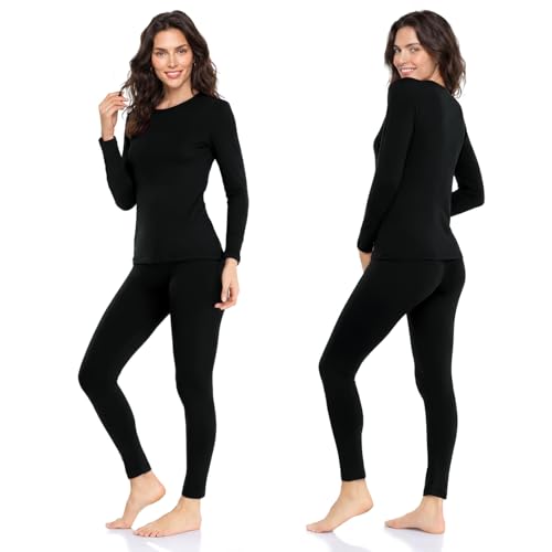 Fleece Lined Thermal Underwear Set for Women - Long Johns & Top