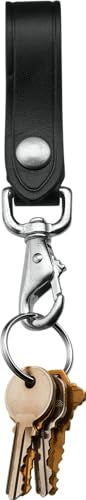 JAY-PEE Leather Key Strap Belt Keeper for Duty Belt Chrome Single Snap