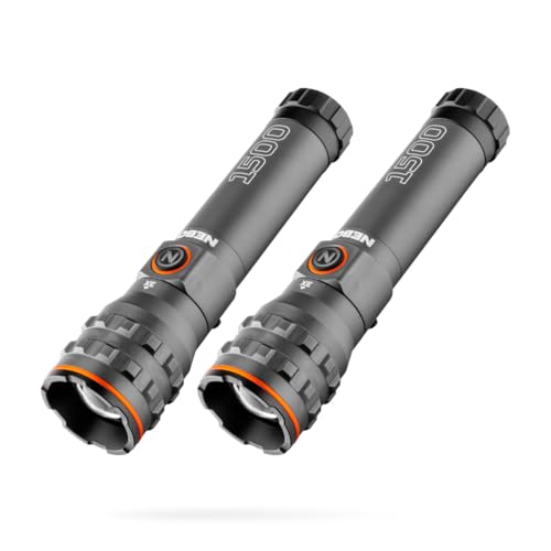 NEBO 1500 Lumen Rechargeable LED Flashlights 2-Pack, Compact & Waterproof