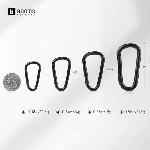 Aluminium Carabiner Clip Keychain - 1.9-inch Small D Ring - 6 Pack Black